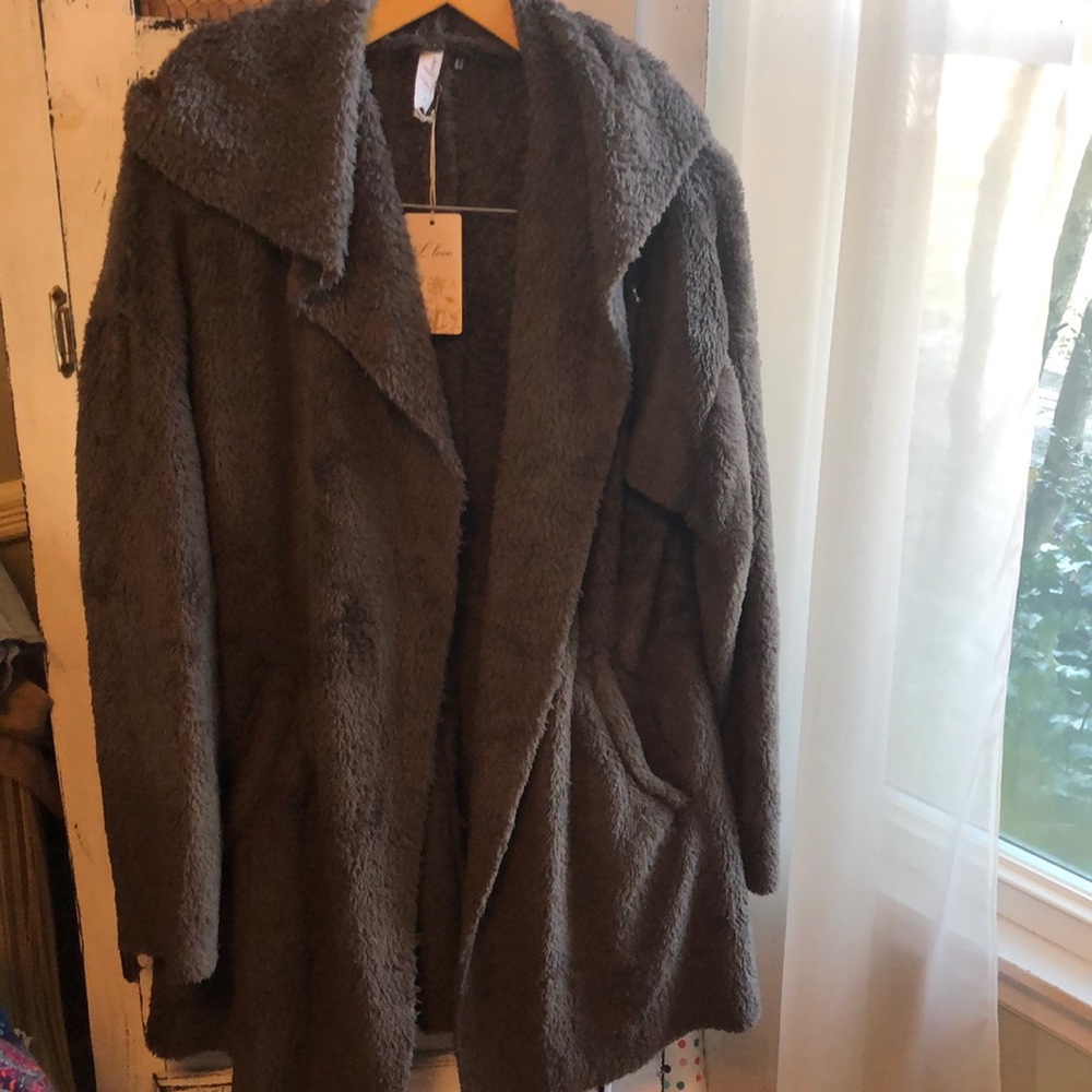 Grey teddy bear coat!
